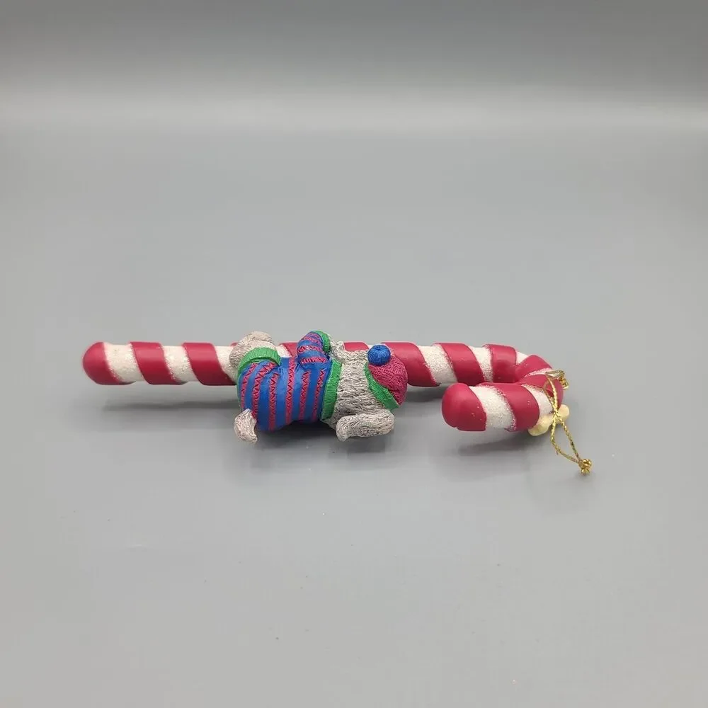 Christmas Ornament Dog Climbing Candy Cane Peppermint Stick